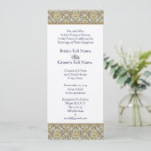 Gold & Grey Damask Swirls Wedding Uitnodiging (Staand voorkant)