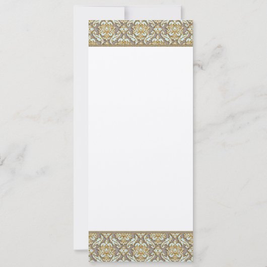 Gold & Grey Damask Swirls Wedding Uitnodiging (Achterkant)