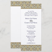 Gold & Grey Damask Swirls Wedding Uitnodiging (Voorkant / Achterkant)
