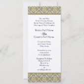 Gold & Grey Damask Swirls Wedding Uitnodiging (Voorkant)