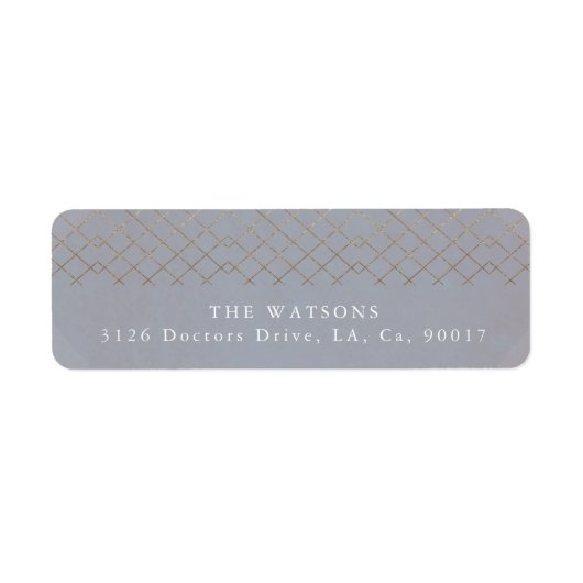 Gold Grey Elegance Diamond Geo Deco Wedding Etiket (Voorkant)