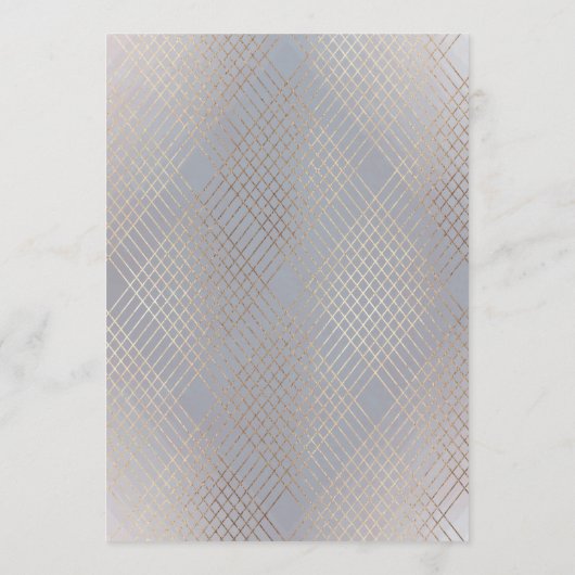 Gold Grey Elegance Diamond Geo Deco Wedding Menu (Achterkant)