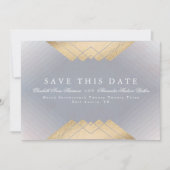 Gold Grey Geometric Gatsby Folie sparen de datum Aankondiging (Voorkant)