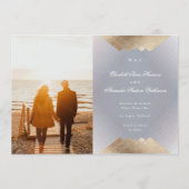 Gold Grey Geometric Gatsby Folie sparen de datum Aankondiging (Achterkant)