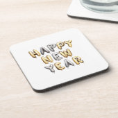 Gold Grey Happy New Year Bier Onderzetter (Linkerzijde)