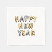 Gold Grey Happy New Year Servet (Voorkant)