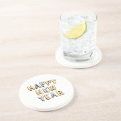 Gold Grey Happy New Year Zandsteen Onderzetter (Zijkant)