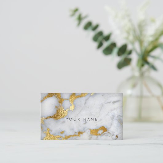 Gold Grey Marble Glam Vip Visitekaartje (Staand voorkant)