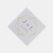 Gold Grey Monogram Initiaal Jubileum Wedding Servet (Hoek)