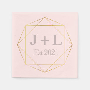 Gold Grey Monogram Initiaal Jubileum Wedding Servet