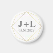 Gold Grey Monogram Weddenschap bewaart de datum vo Magneet (Voorkant)