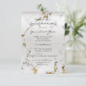 Gold Grey Parly Silver Marble Minimal Formal Kaart (Staand voorkant)
