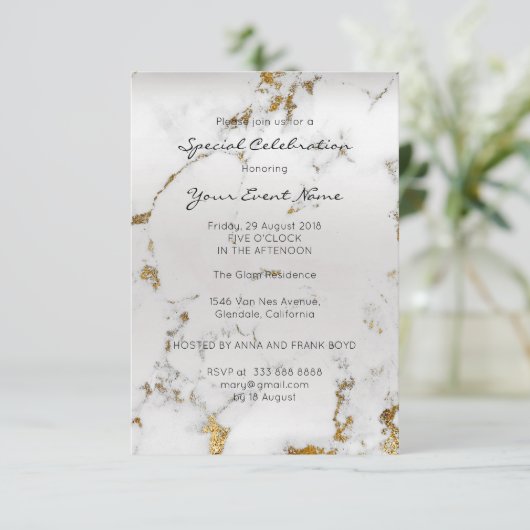 Gold Grey Parly Silver Marble Minimal Formal Kaart (Staand voorkant)