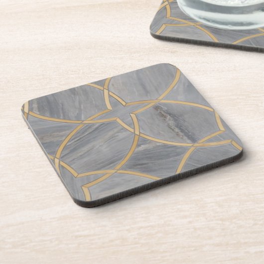Gold Grey Pattern Marble Chic Onderzetter (Linkerzijde)