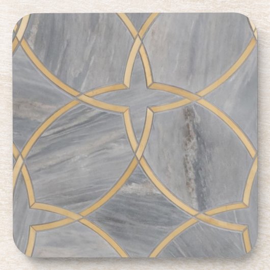 Gold Grey Pattern Marble Chic Onderzetter (Voorkant)