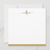 Gold Grey Script Monogram Name Initiaal Elegant Notitiekaartje (Voorkant)
