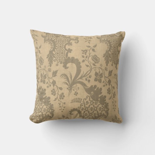 Gold Grey Silver Damask  Elegant Cushion Kussen (Voorkant)