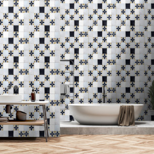 Gold Grey Small Tegel Pattern Behang