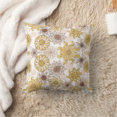 Gold Grey White Floral Flowers Daisy Kussen (Deken)