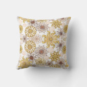 Gold Grey White Floral Flowers Daisy Kussen (Achterkant)