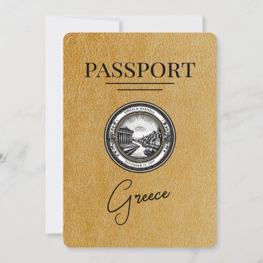 Gold Griekenland Paspoort Uitnodiging voor de brui (Achterkant)
