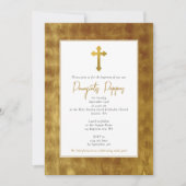 Gold Grieks-orthodoxe Christening Baptism Boy Girl Kaart (Voorkant)