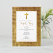 Gold Grieks-orthodoxe Christening Baptism Boy Girl Kaart (Staand voorkant)