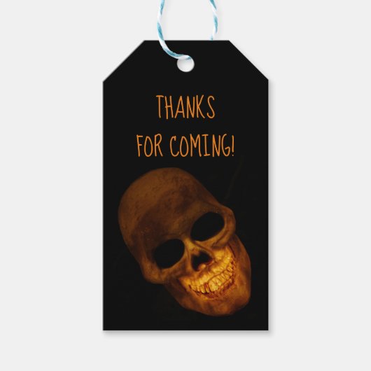 Gold Grinning Skull Halloween Cadeaulabel (Voorkant)