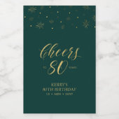 Gold & Groene Cheers 80 jaar, 80e verjaardag Wijn Etiket (Enkel label)