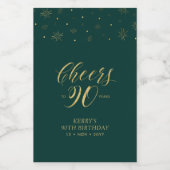 Gold & Groene Cheers 90 jaar, 90e verjaardag Wijn Etiket (Enkel label)