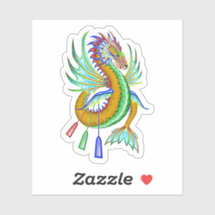 Gold & groene waterdraak sticker