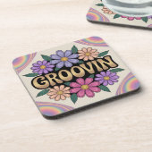 Gold Groovin Psychedelic Flowers Onderzetter Set (Linkerzijde)