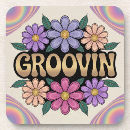 Gold Groovin Psychedelic Flowers Onderzetter Set