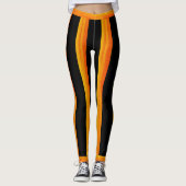 Gold Grunge Rustic Abstracte Stripes on (uw kolone Leggings (Voorkant)