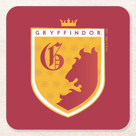 Gold GRYFFINDOR™ Crowned Crest Kartonnen Onderzetters (Voorkant)