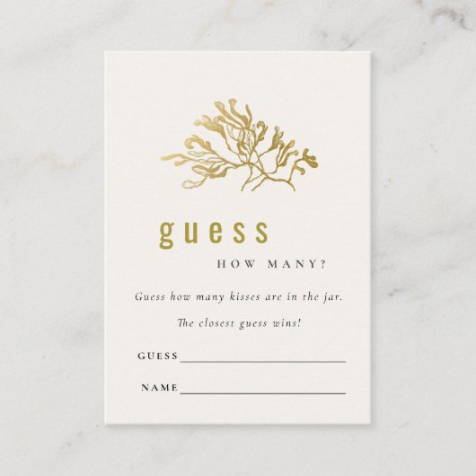 Gold Guess How Many Kisses Bridal Shower Game Card Informatiekaartje (Voorkant)