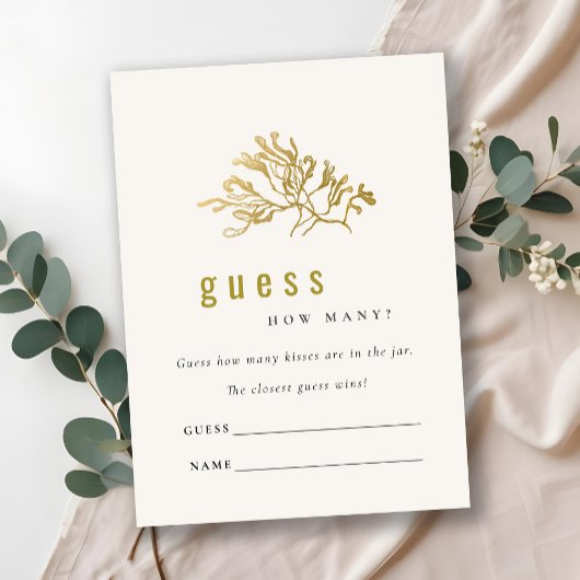 Gold Guess How Many Kisses Bridal Shower Game Card Informatiekaartje