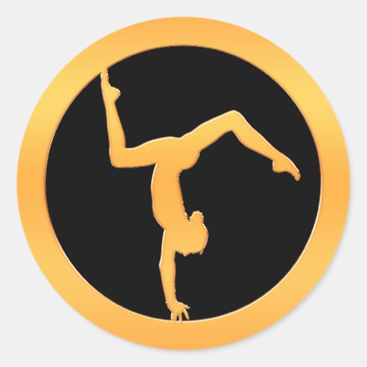 Gold Gymnast Ronde Sticker (Voorkant)