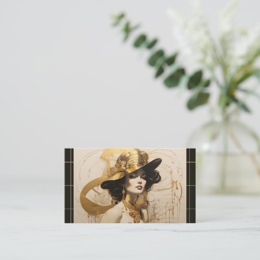  Gold Haarstylist schoonheidssalon cosmetica Visitekaartje (Staand voorkant)