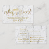 Gold Hair Dryer Modern Marble Salon Referral (Voorkant / Achterkant)