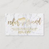 Gold Hair Dryer Modern Marble Salon Referral (Voorkant)