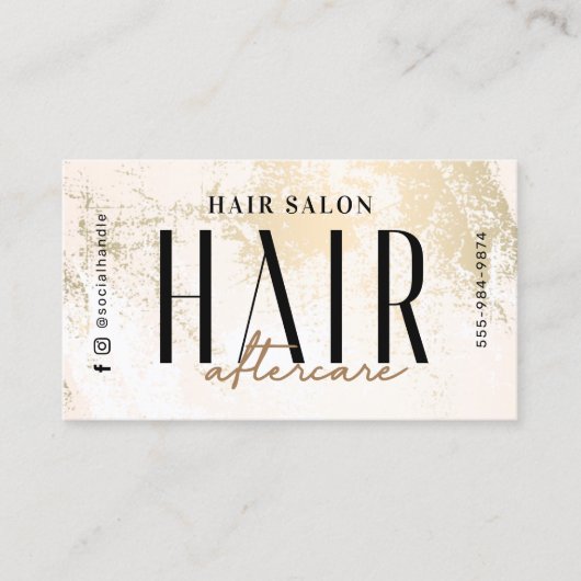 Gold Hair Extensions Aftercare Card Visitekaartje (Voorkant)