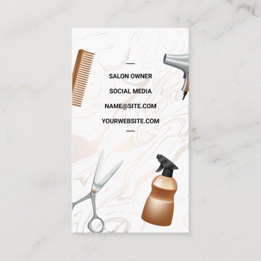 Gold Hair Stylist Logo | Marmer Visitekaartje (Achterkant)