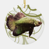 Gold Half-moon Betta Siamese gevechtsvis Keramisch Ornament (Voorkant)
