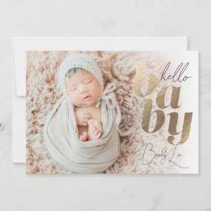 Gold Hallo Baby Newborn Birth Announounement Aankondiging