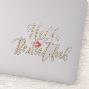 Gold Hallo Beauful Lips Sticker