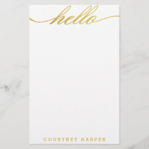 Gold "Hallo" Personal Stationery Briefpapier