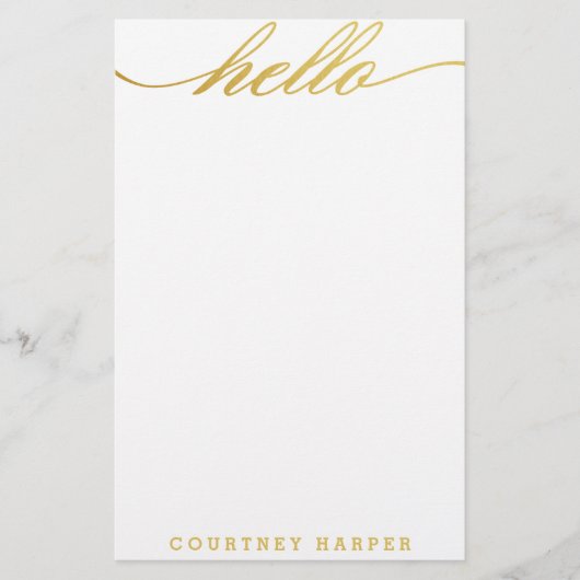 Gold "Hallo" Personal Stationery Briefpapier (Voorkant)