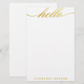 Gold "Hallo" Personal Stationery Briefpapier (Voorkant / Achterkant)