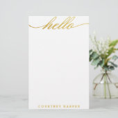 Gold "Hallo" Personal Stationery Briefpapier (Staand voorkant)